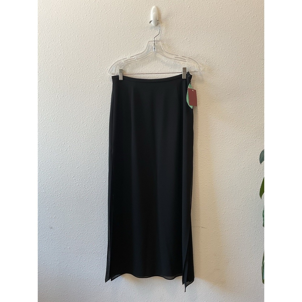 VTG J.S COLLECTIONS Maxi black Skirt Y2K Size 10 Whimsigoth Sheer Lined NWT‎ New